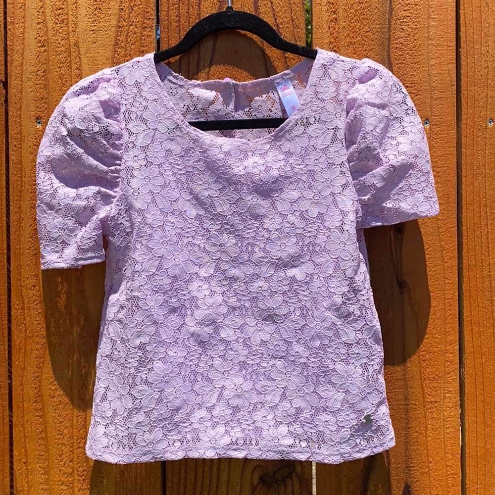 Justice puffy sleeve purple blouse. Size 12 - Picture 1 of 4